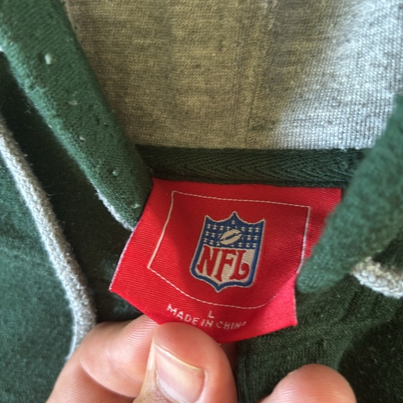 Vintage NFL Men’s Large 90S Heavy Cotton Embroidered Green Bay Packers Hoodie - Picture 2 of 7